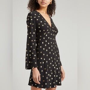 RIXO ♥️ Sophie ♥️ Black and Gold Star Mini Dress